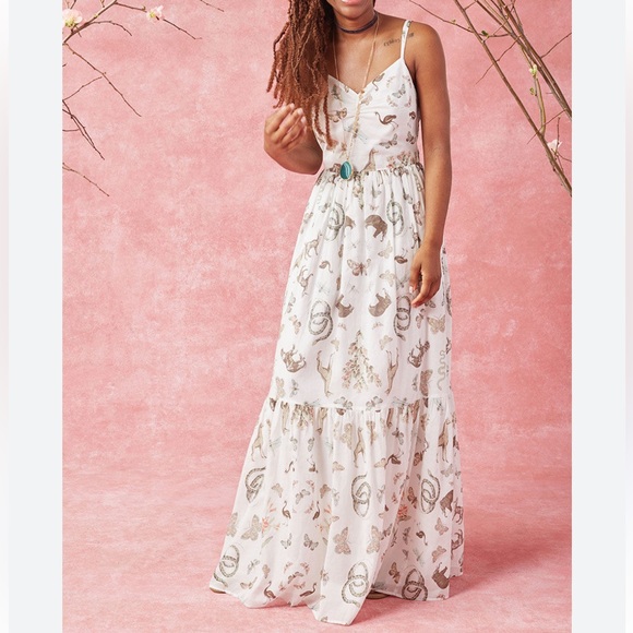 NWOT animal all over print snake Fauna maxi 100% cotton dress prairie boho L - Picture 2 of 16